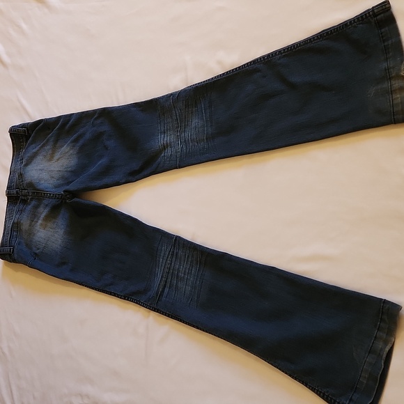Vintage Y2K Blue ASPHALT Pocketless Jeans Size 7 Wide Flare Hippie Boho Retro - Picture 2 of 13